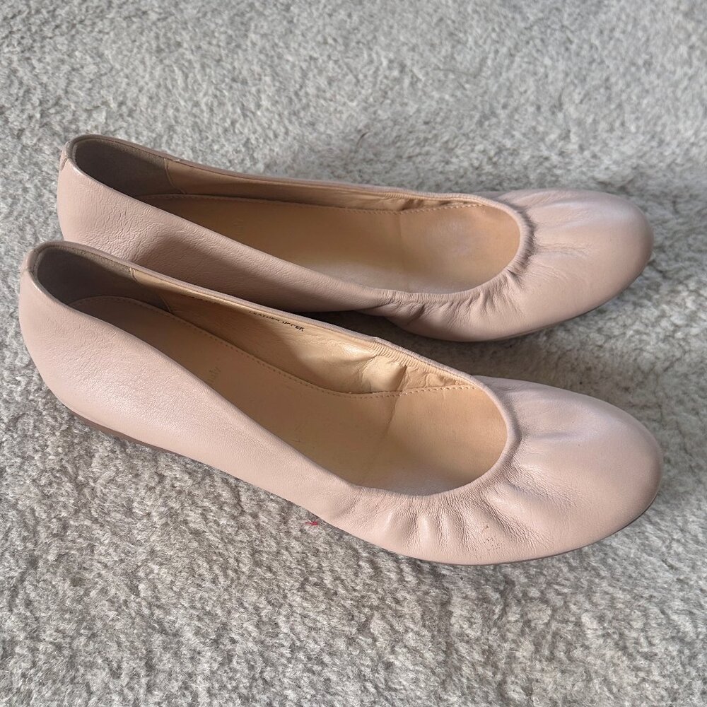 J. Crew Palest Pink Cece Italian Ballet Leather Flats, sz 9 EUC